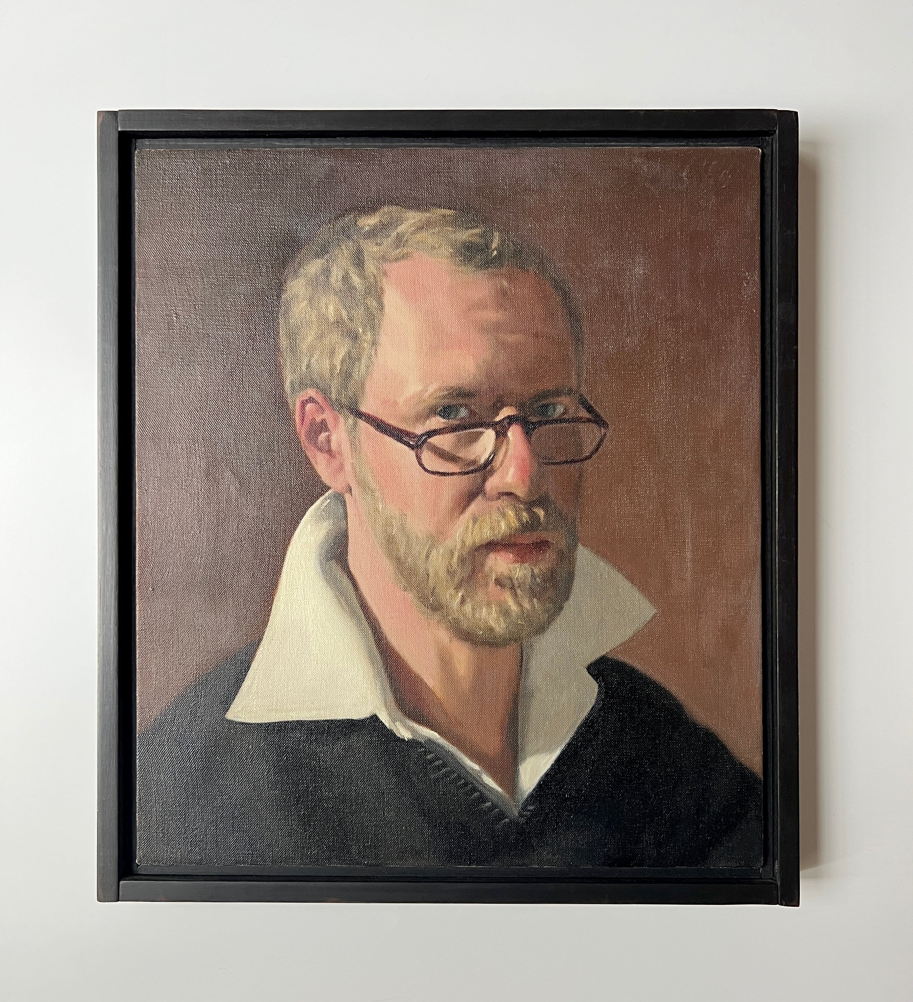 Ron Schwerin 1986 Self Portrait Oil Painting in Floating Frame ...