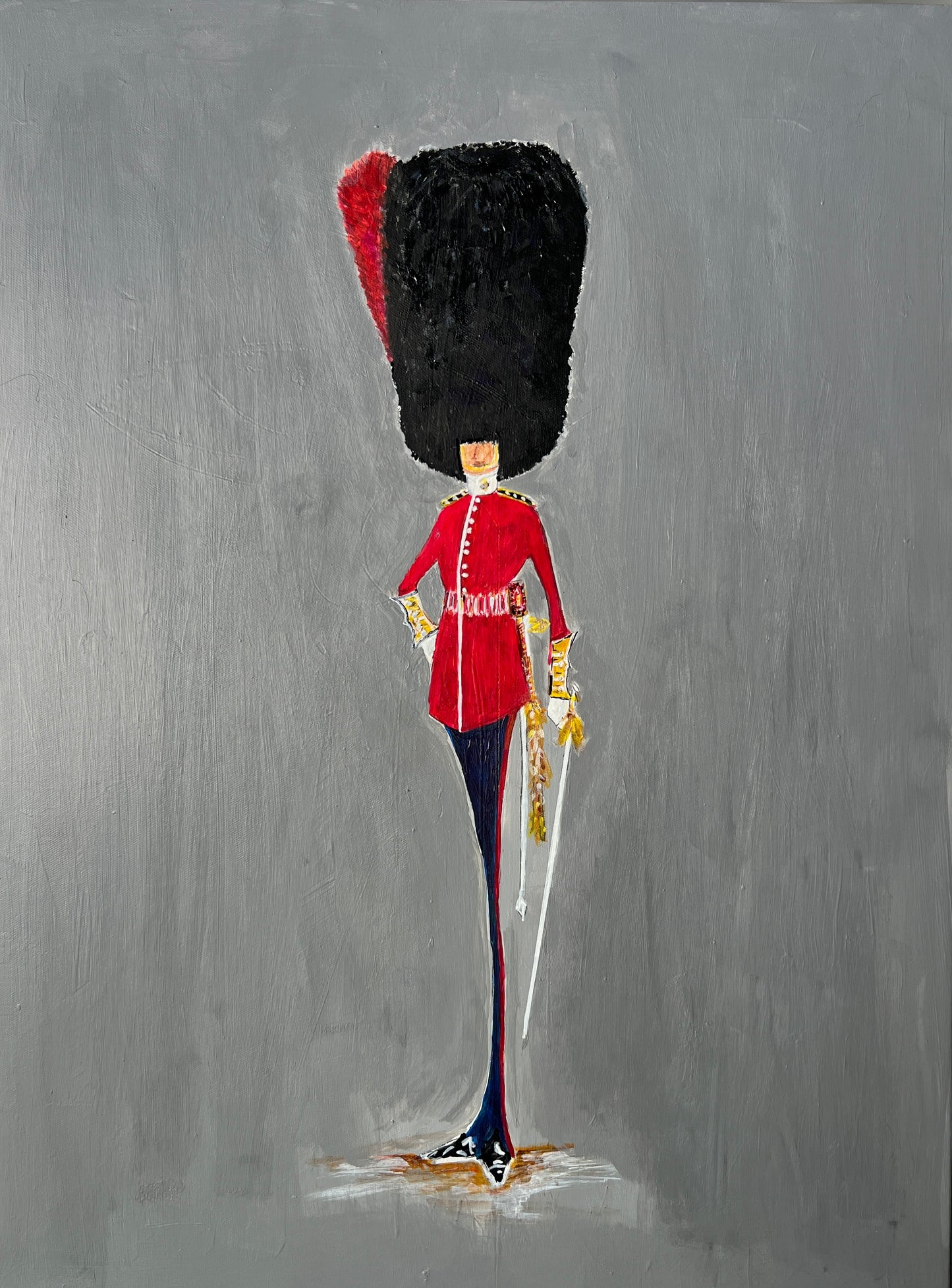 Portrait of British Coldstream Guard After Simon Dyer in Gold Frame