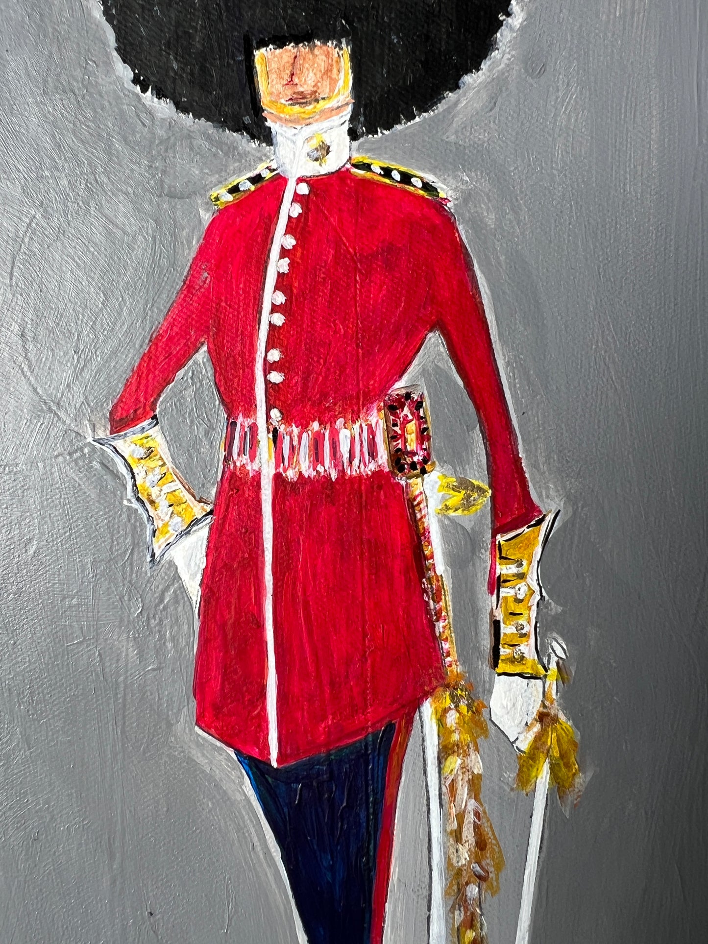 Portrait of British Coldstream Guard After Simon Dyer in Gold Frame