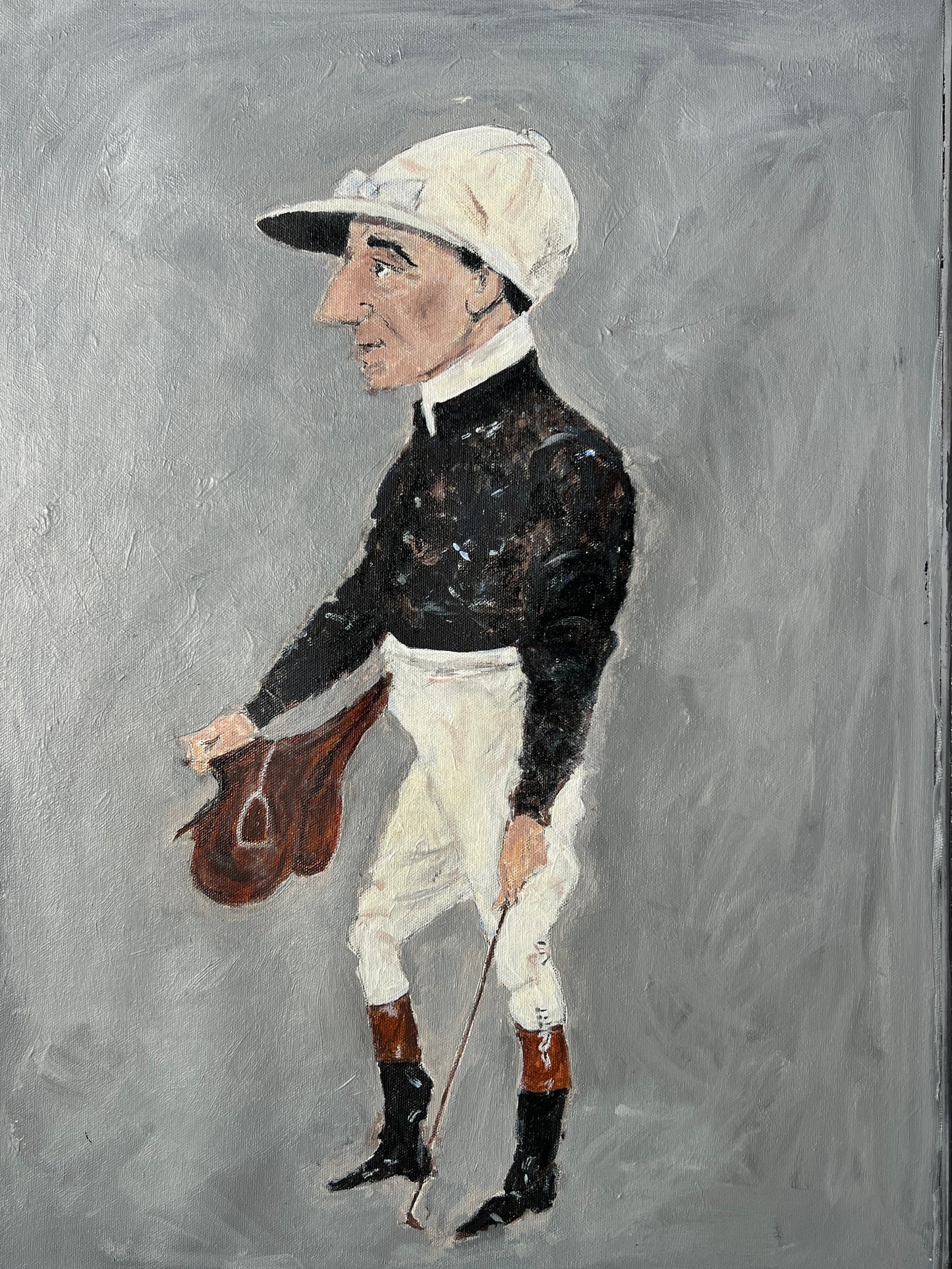 Portrait of a Jockey After Simon Dyer in Black Frame