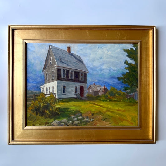 Douglas Runyan American Farmhouse Landscape Painting in Gold Frame