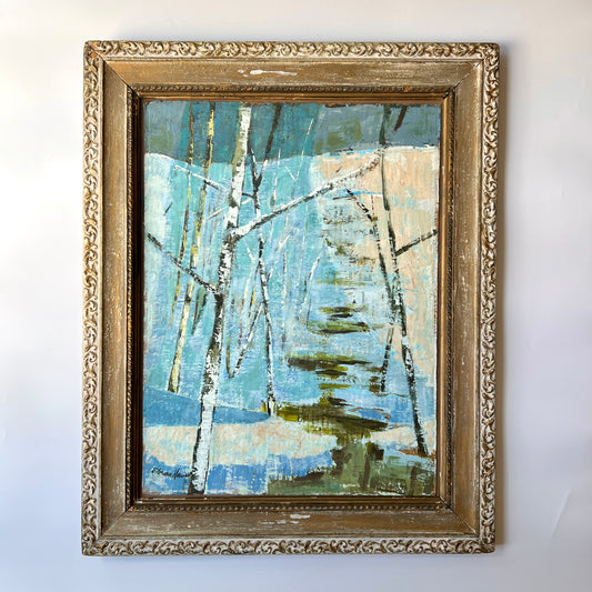 Elnora "Nora" Hauser Birch Tree Modern Landscape in Antique Frame *Local Pickup Only*