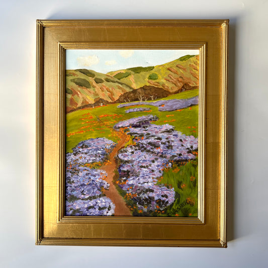 After John Marshall Gamble Joyous Spring California Landscape Painting in Gold Frame