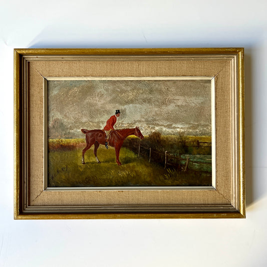 William Howard Hardy 19th Century Horse and Rider Fox Hunting Scene Oil Painting in Gold Frame