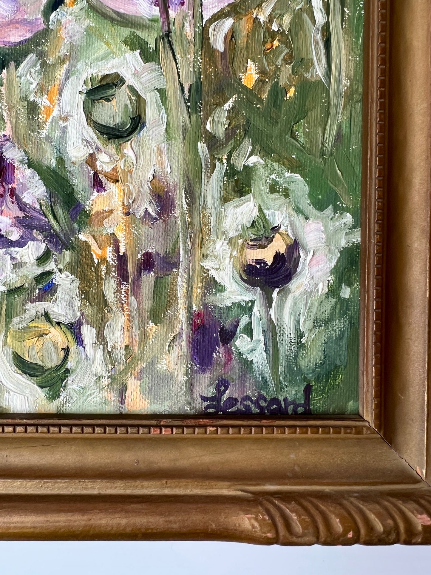 Purple Poppies Impressionist Vintage Oil Painting