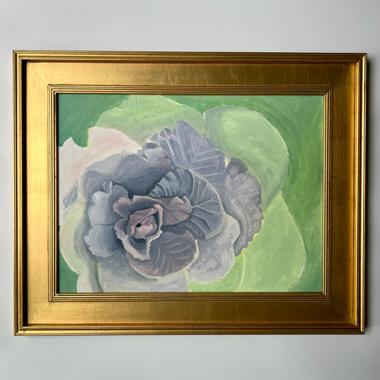 Contemporary Purple Cabbage Portrait Painting in Gold Frame