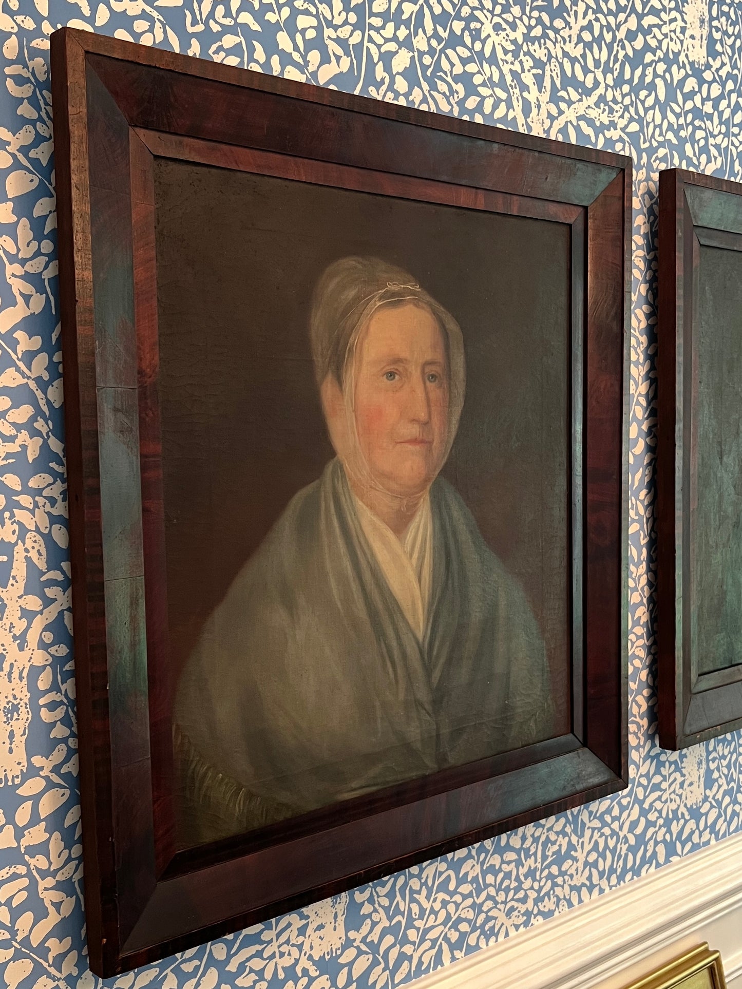 Pair of 19th Century American Husband and Wife Portrait Paintings in Original Frames