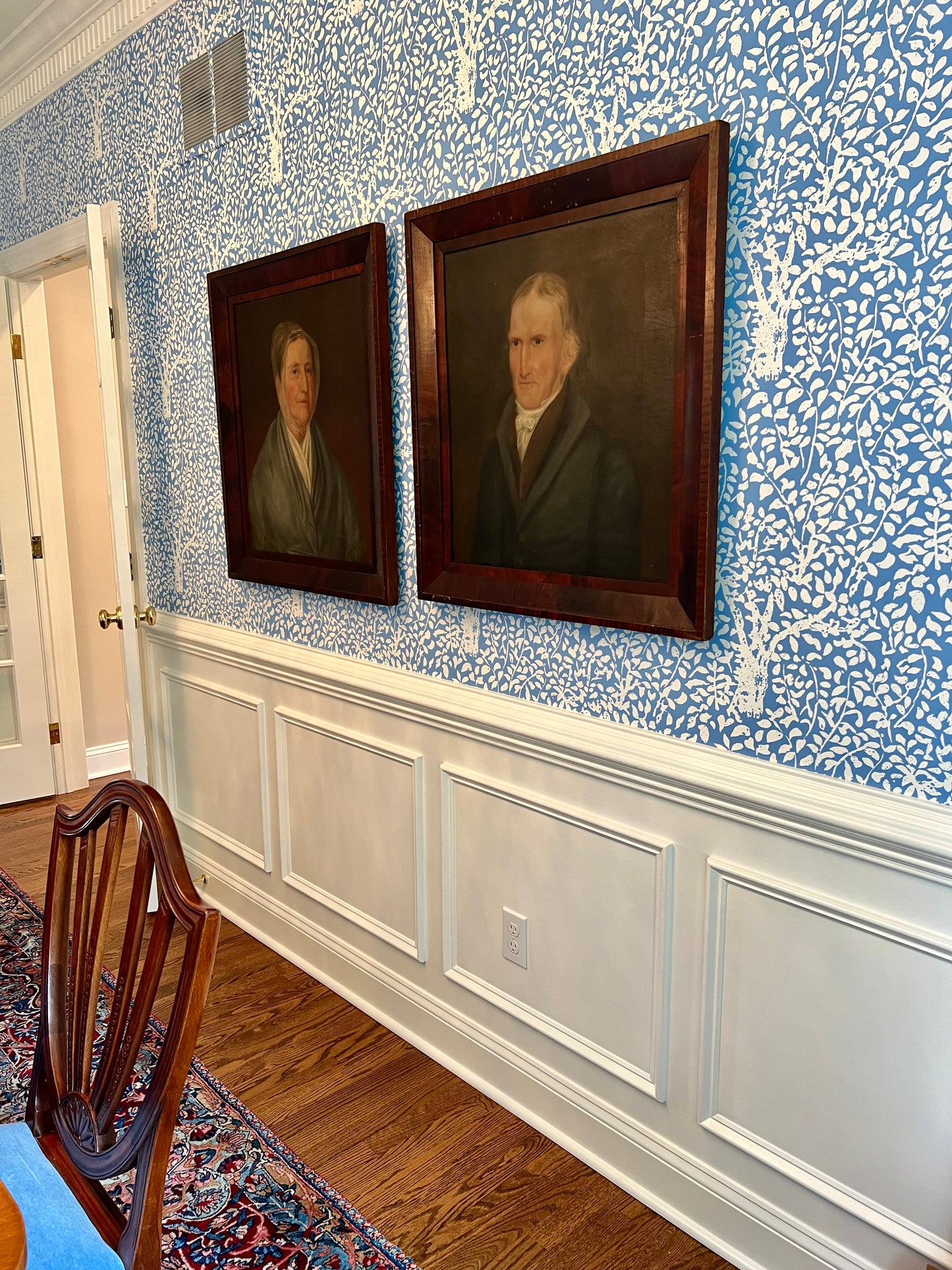 Pair of 19th Century American Husband and Wife Portrait Paintings in Original Frames