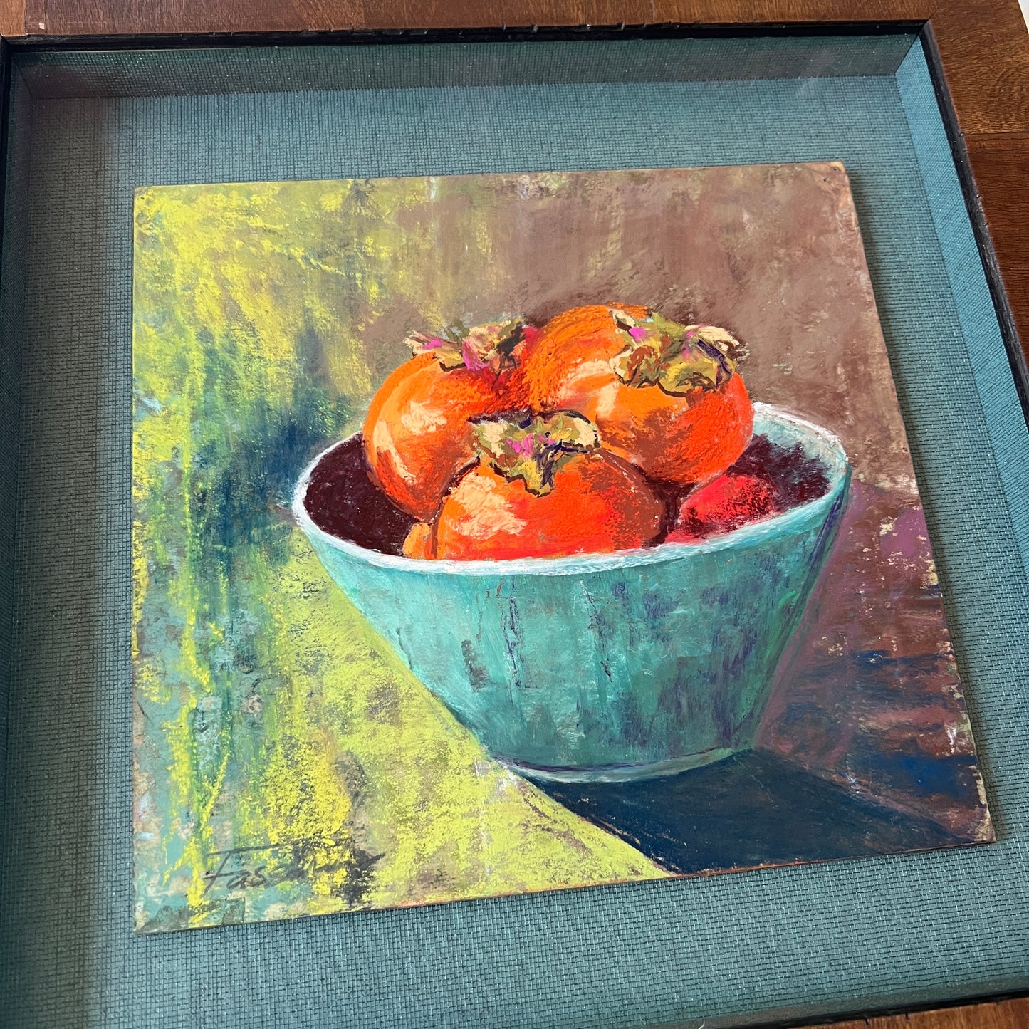 Mary Fassbinder "A Bowl of Sweetness" Summer Tomatoes Pastel in Wood Shadow Box