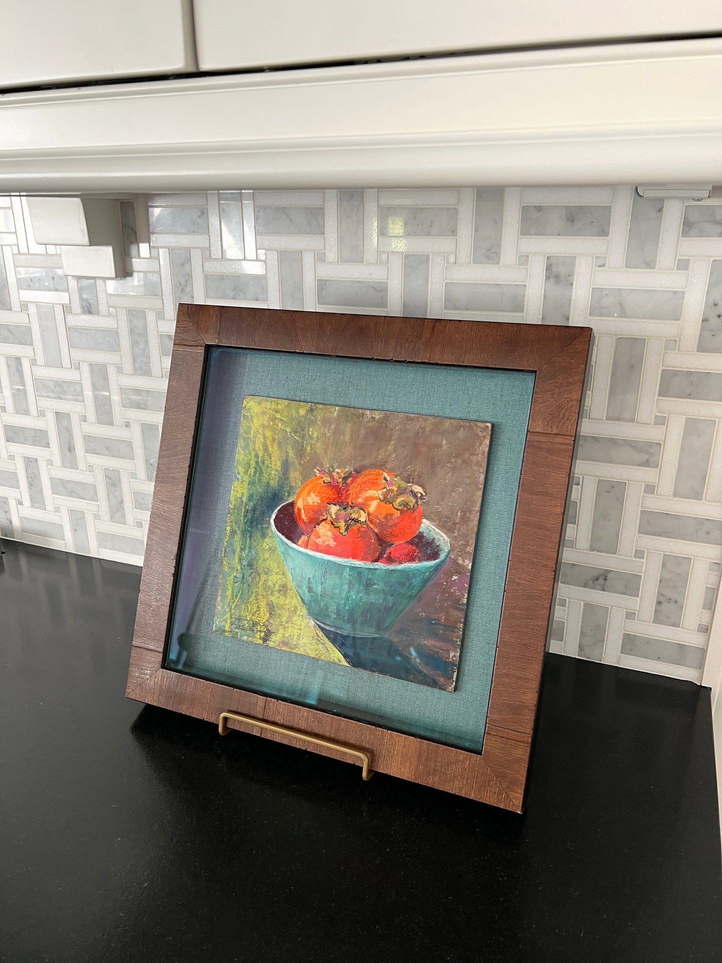 Mary Fassbinder "A Bowl of Sweetness" Summer Tomatoes Pastel in Wood Shadow Box