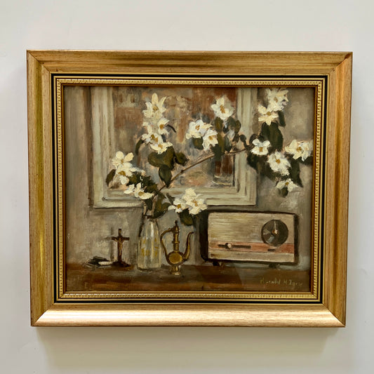 Harold Jones Early 20th Century Orange Blossom Still Life Oil Painting in Gold Frame