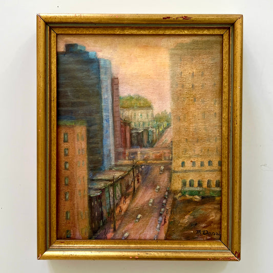 Myrna Darrig Philadelphia Cityscape View From the 8th Floor Pennsylvania Academy of Fine Arts Painting in Gold Frame