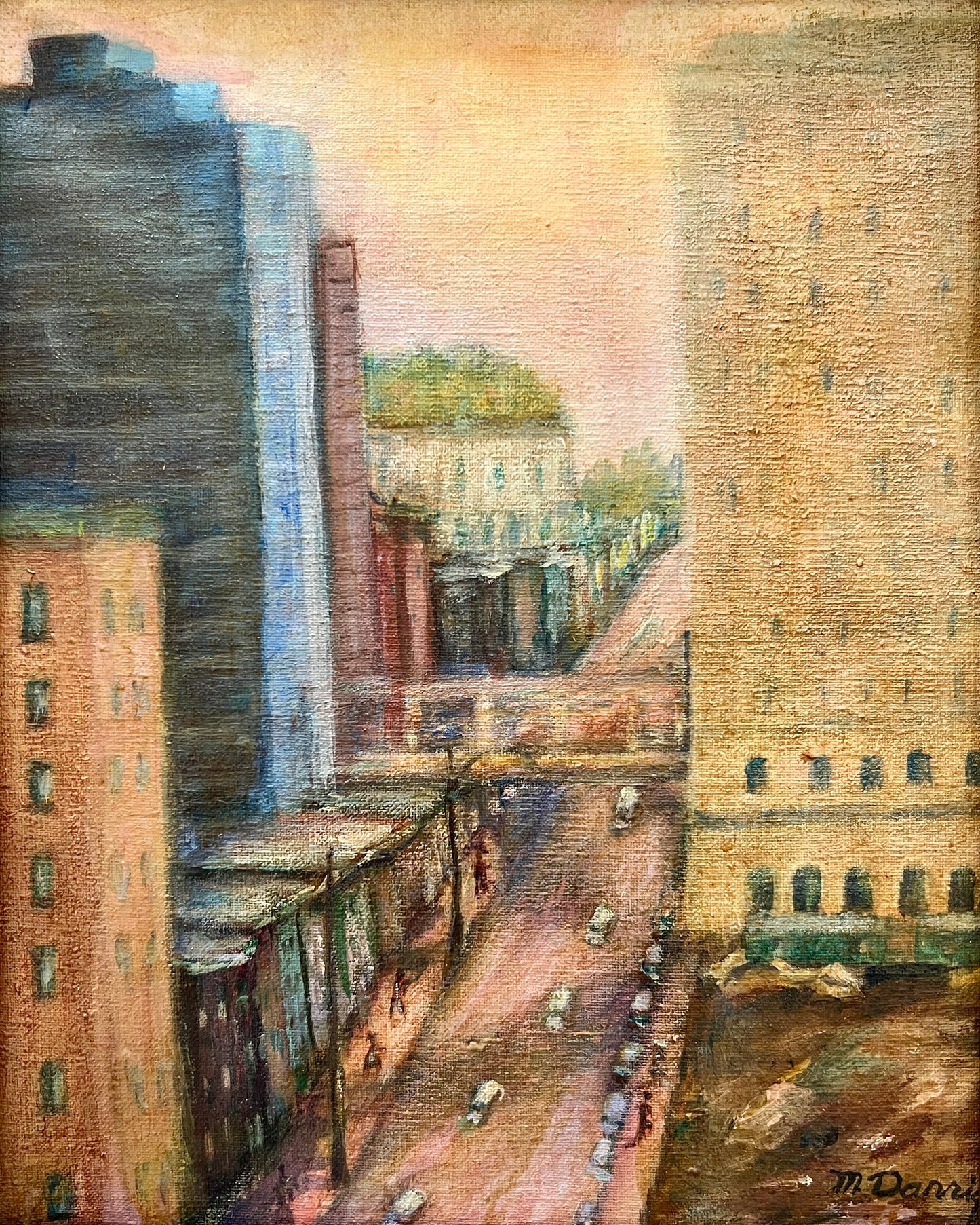 Myrna Darrig Philadelphia Cityscape View From the 8th Floor Pennsylvania Academy of Fine Arts Painting in Gold Frame