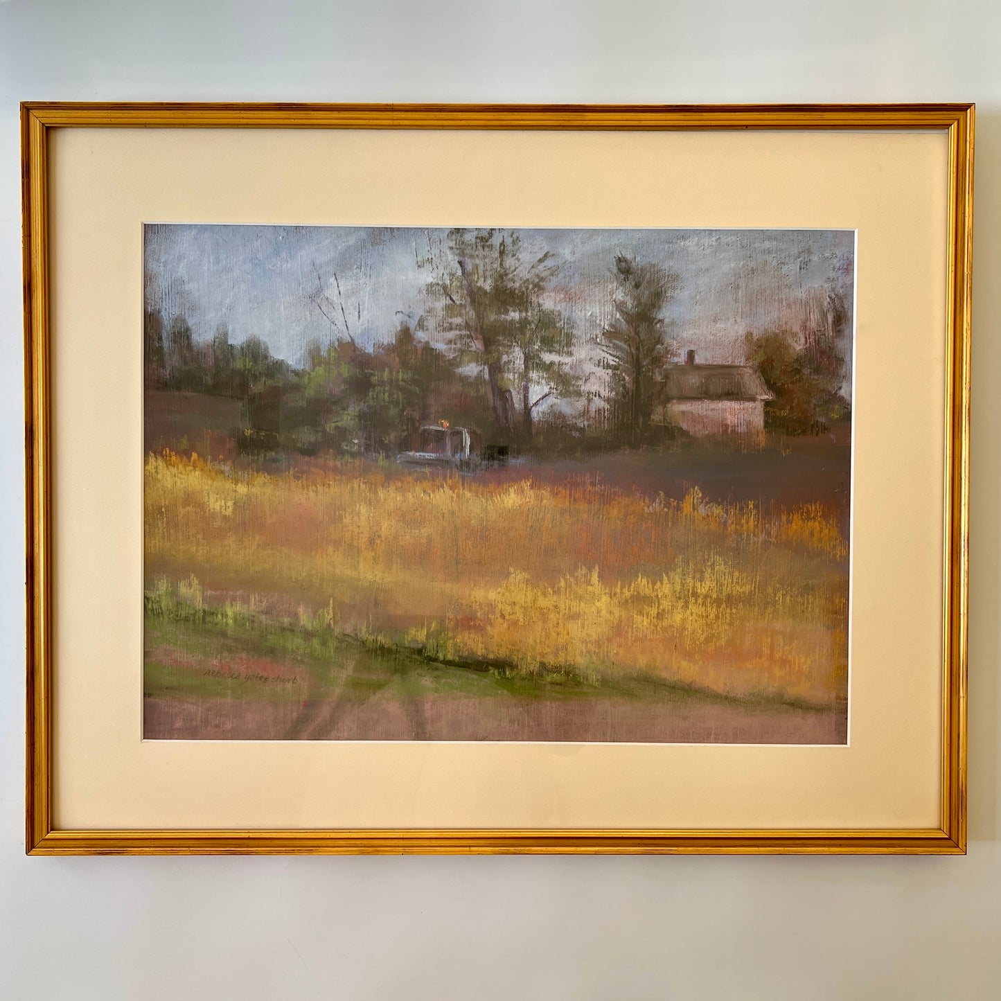 Rebecca Yates Shorb Pastel Landscape "But Not Forgotten (Round Top Farm)" in Gold Frame