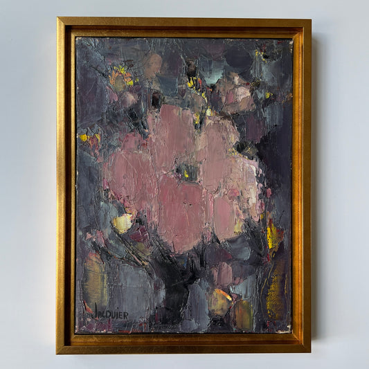 Jacqueline Jacquier (French, 1930-2020) Oil Painting Abstract Flower in Gold Floater Frame