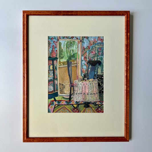 Bertha Leonard Commission for Living Section Intricate Interior Still Life in Wood Frame