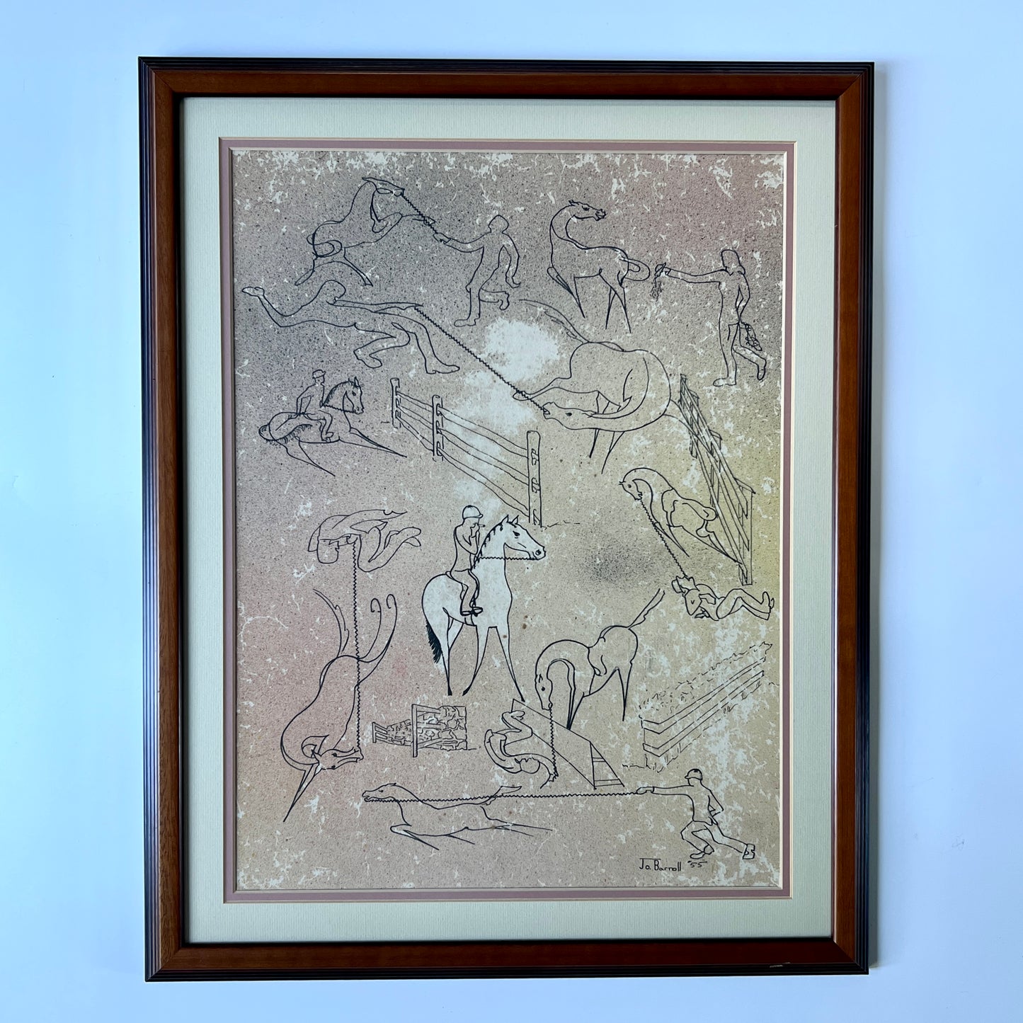 The Horse Takes the Reins 1955 Equestrian Rider Ink Illustrations