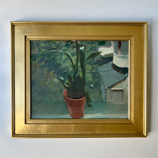 "Orchid" From the Window Sill Still Life Oil Painting in Gold Frame