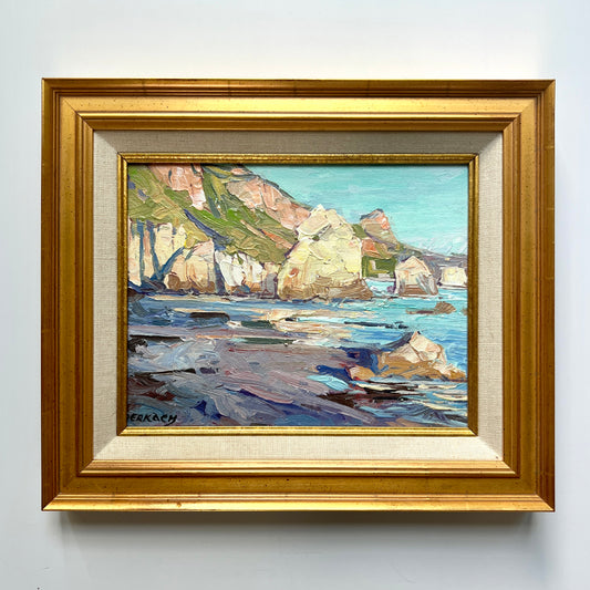 Vladimir Derkach Big Sur California Colorful Coastal Landscape Oil in Gold Frame