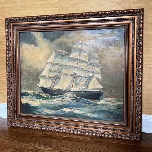 Spencer Osborn Large Tall Ship Oil Painting