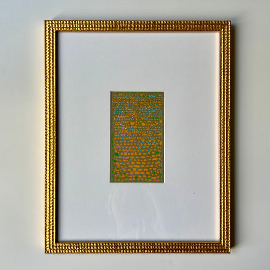 Vintage Geometric Abstract Colorful Oil Painting #1 in Gold Frame