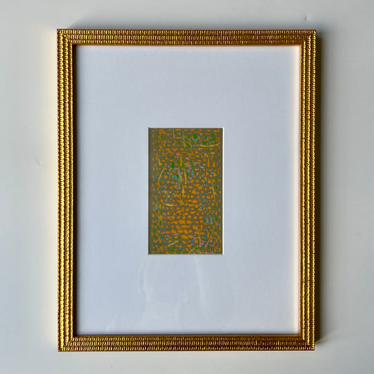 Vintage Geometric Abstract Colorful Oil Painting #2 in Gold Frame