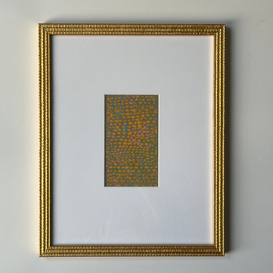 Vintage Geometric Abstract Colorful Oil Painting #3 in Gold Frame