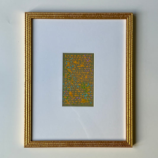 Vintage Geometric Abstract Colorful Oil Painting #4 in Gold Frame