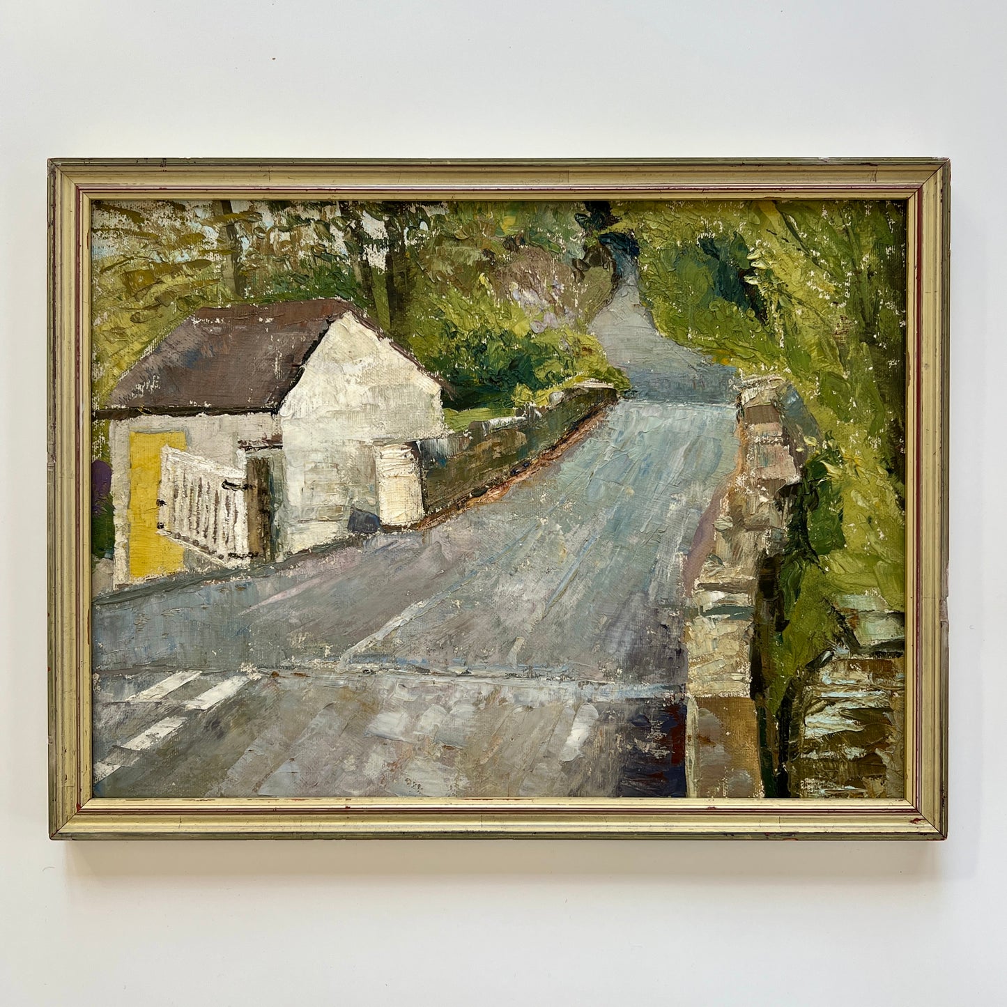 Margaret McClean Cornwall England Country Road Stone Bridge Landscape in Painted Frame