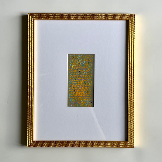 Vintage Geometric Abstract Colorful Oil Painting #5 in Gold Frame