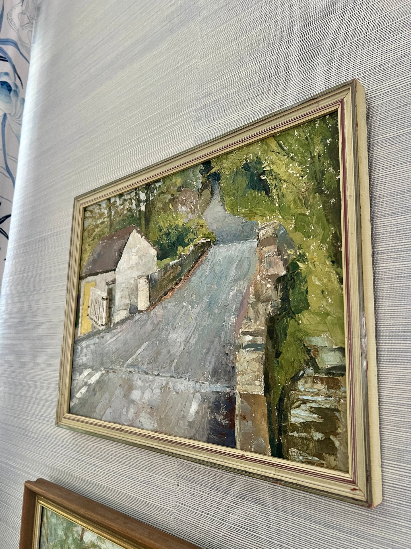 Margaret McClean Cornwall England Country Road Stone Bridge Landscape in Painted Frame