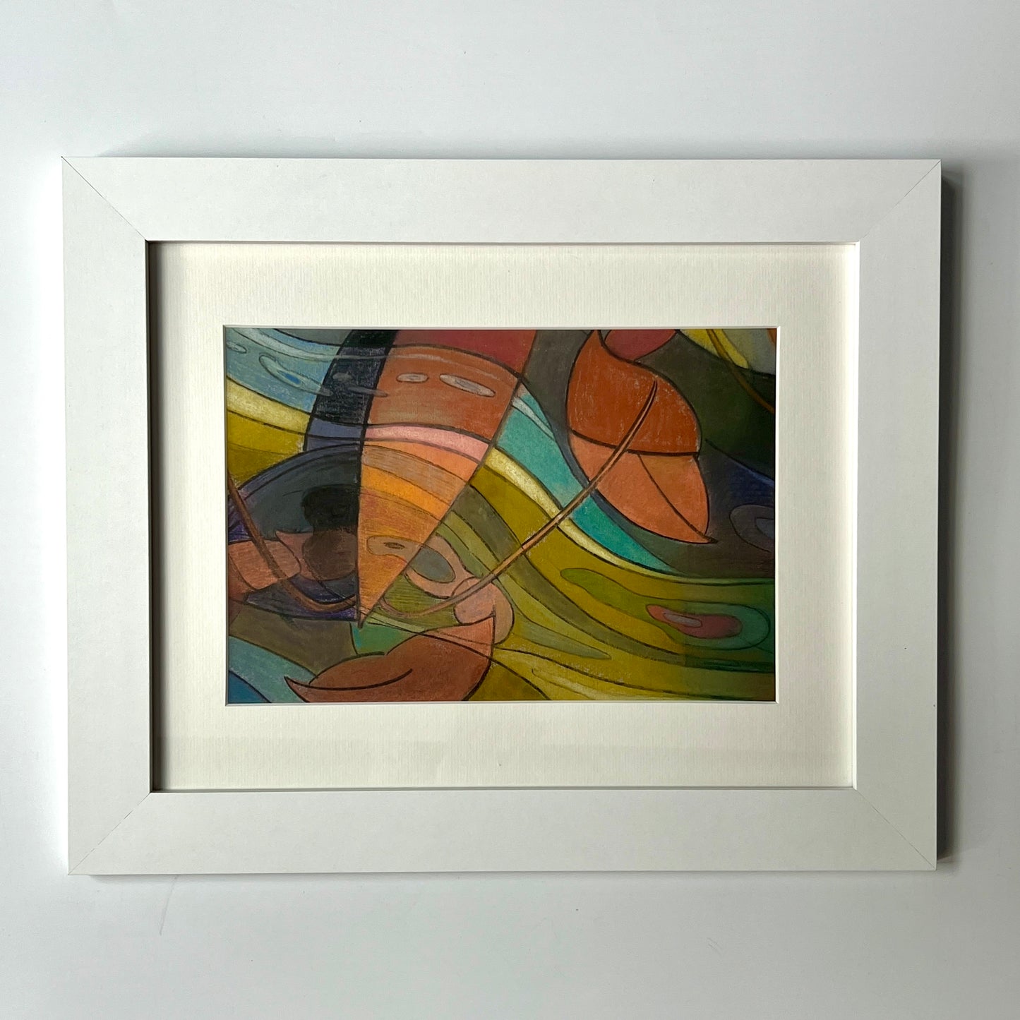 Just the Surf Abstract Colorful Lobster Pastel in White Frame