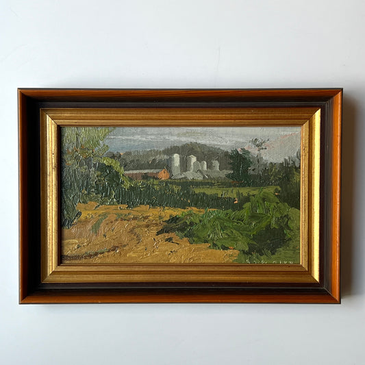 Harry Orlyk American Farm Landscape Oil Painting in Wood and Gold Frame